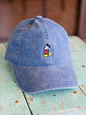 Disney Mickey Mouse Denim Distressed Baseball Hat